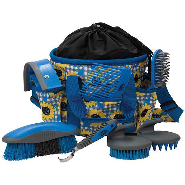 Southwestern Equine Collapsible Grooming Kit - 10 Liter Bucket With 5 Grooming Tools For Horses