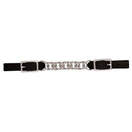 Horse Curb Strap, Flat Link Chain, Black Brahma Webb, 4-1/2-In.